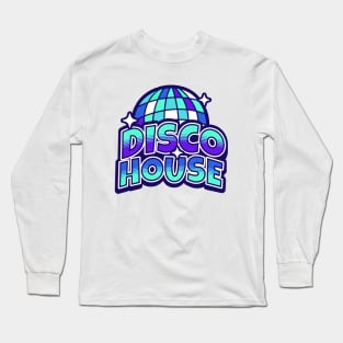 DISCO HOUSE  - Y2K Disco Ball (Purple/aqua blue) Long Sleeve T-Shirt